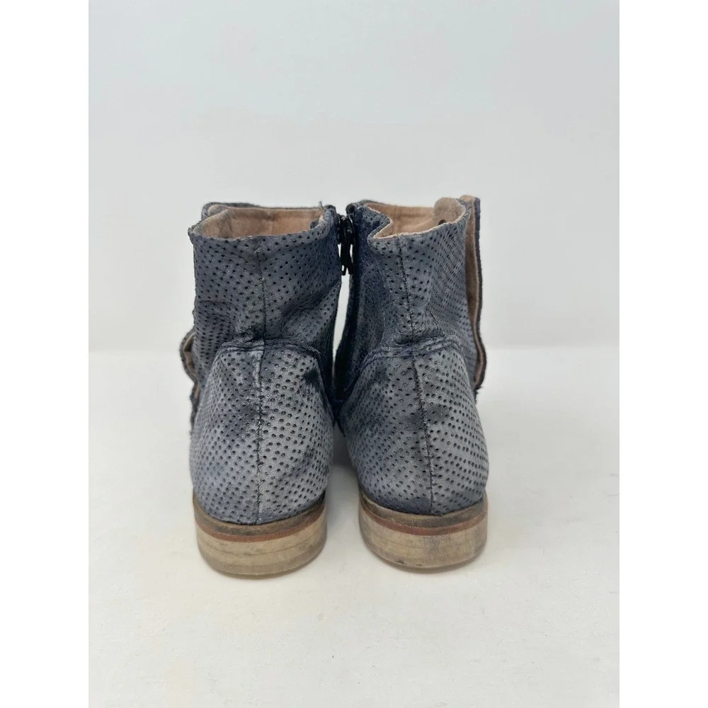 Free People Shadow Lark Ankle Bootie Leather Grey Blue 38 / US Womens 8